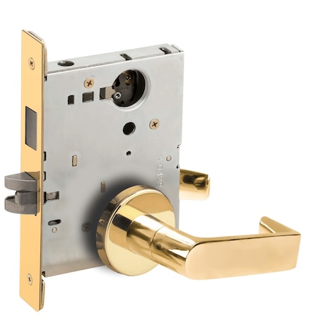 Schlage Corridor Mortise Lock with Deadbolt, 06B Design, Less Cylinder, Bright Brass L9456L 06B 605